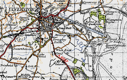 Old map of Dragley Beck in 1947