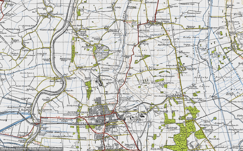 Old Map of Historic Map covering Foxhills Park in 1947
