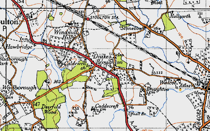 Old map of Drakes Broughton in 1946