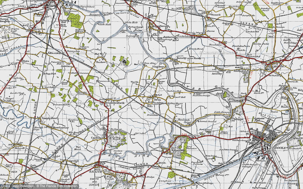 Old Map of Drax, 1947 in 1947