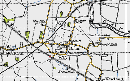 Old map of Drax in 1947