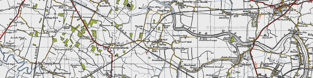 Old map of Drax in 1947