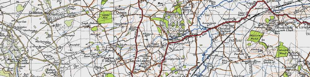 Old map of Draycot Cerne in 1947