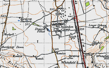Old map of Burderop Down in 1947