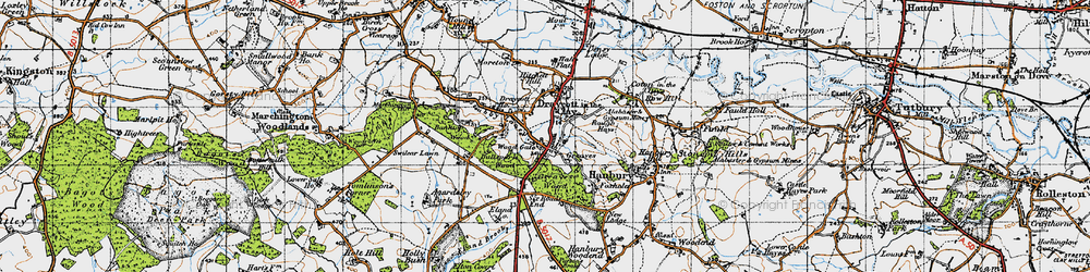 Old map of Draycott in the Clay in 1946