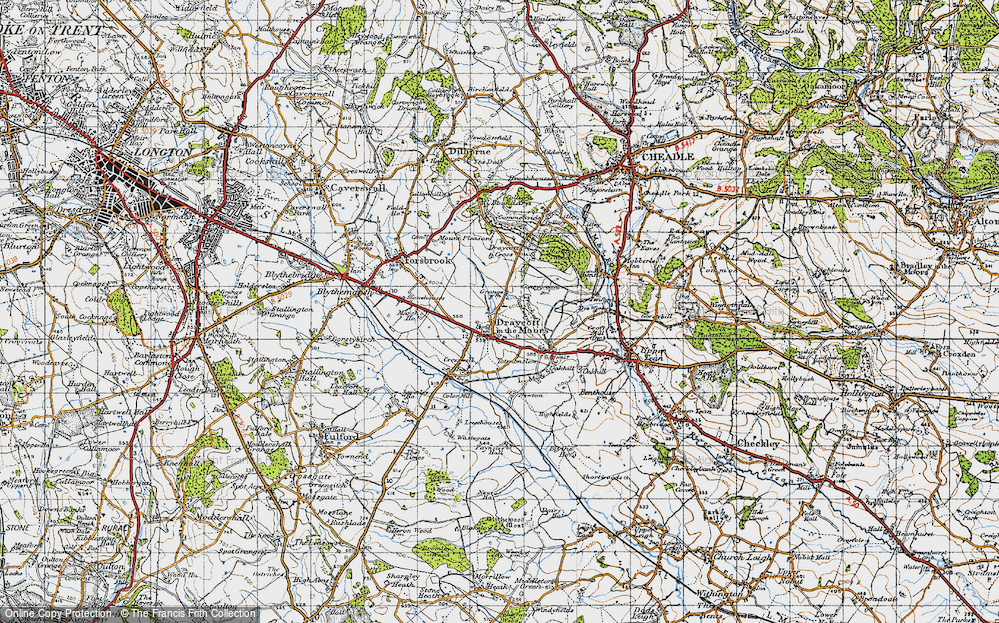 Old Map of Draycott in the Moors, 1946 in 1946