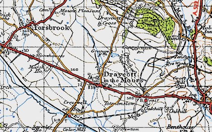 Old map of Draycott in the Moors in 1946