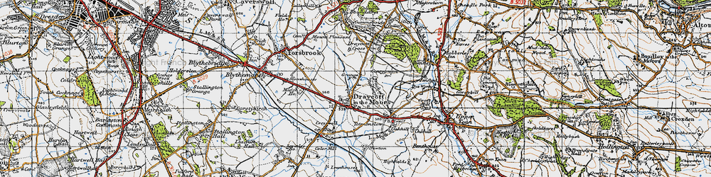 Old map of Draycott in the Moors in 1946