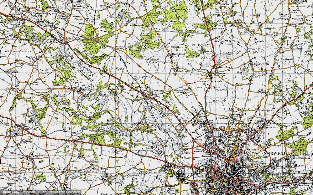 Old Map of Drayton, 1945 in 1945