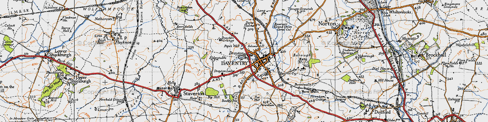 Old map of Drayton Resr in 1946
