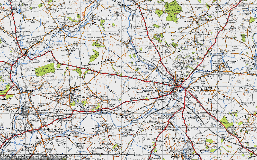 Old Map of Historic Map covering Dodwell in 1947