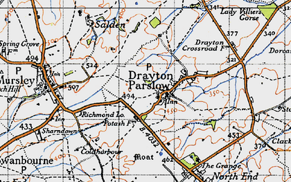 Old map of Drayton Parslow in 1946