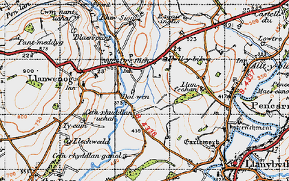 Old map of Dre-fach in 1947