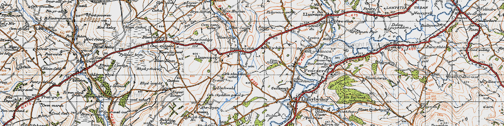 Old map of Dre-fach in 1947