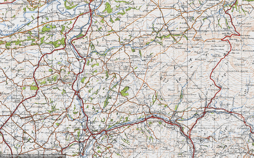 Old Map of Historic Map covering Afon Llwchwr in 1947