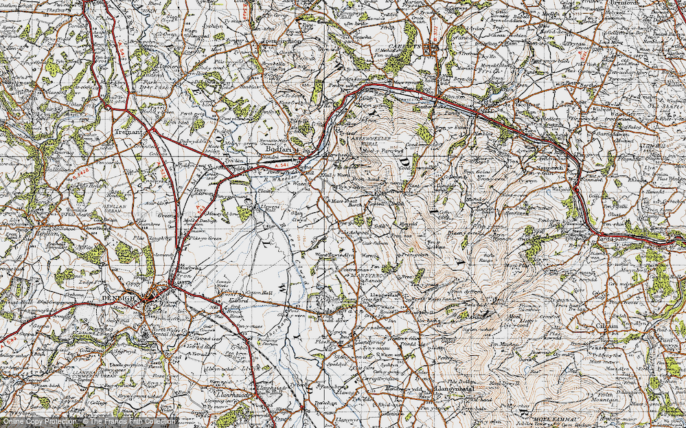Old Map of Historic Map covering River Clwyd in 1947