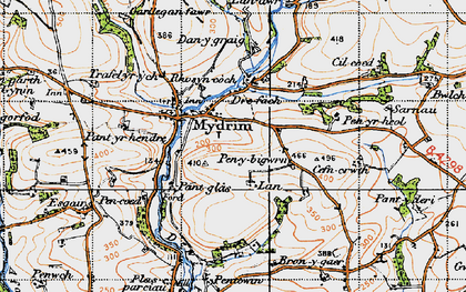 Old map of Drefach in 1946
