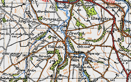 Old map of Drefach in 1947