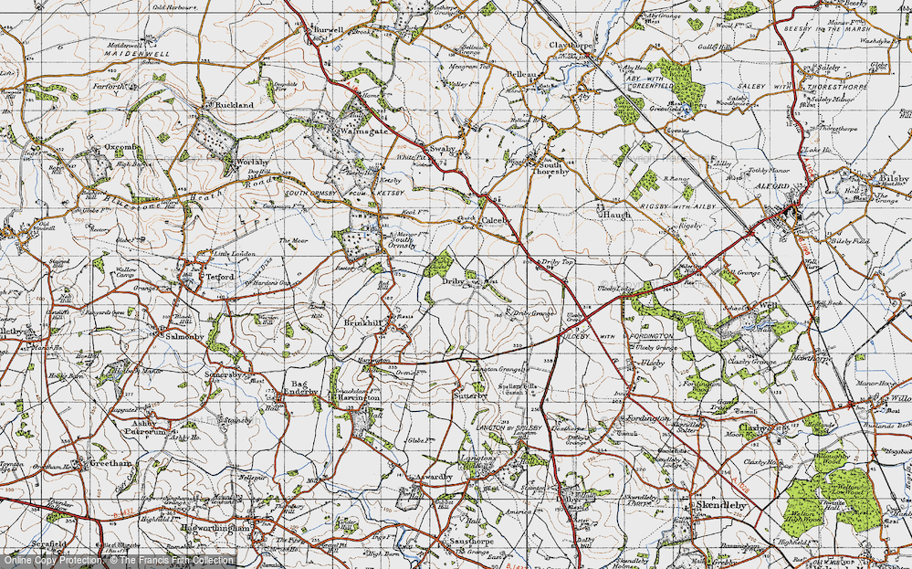 Old Map of Driby, 1946 in 1946