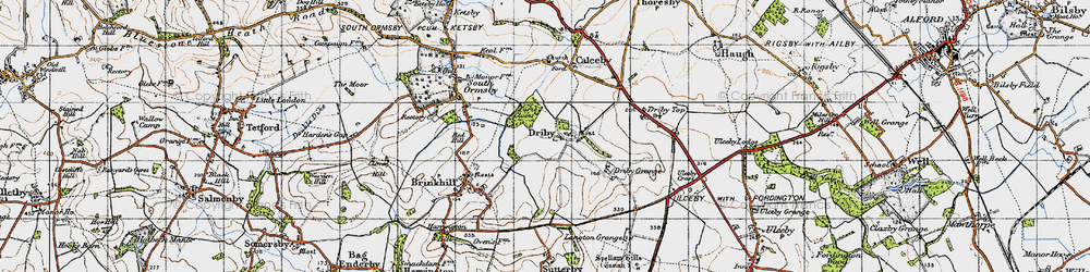 Old map of Driby in 1946