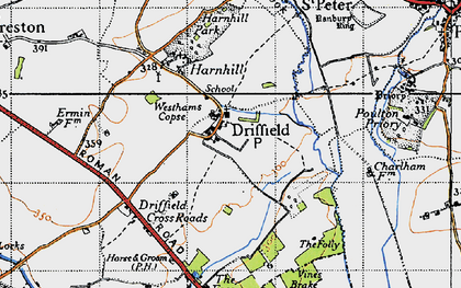 Old map of Driffield in 1947
