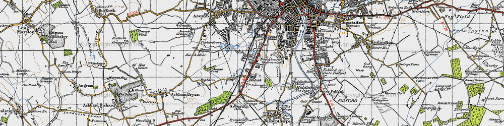 Old map of Dringhouses in 1947