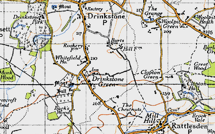 Old map of Drinkstone Green in 1946