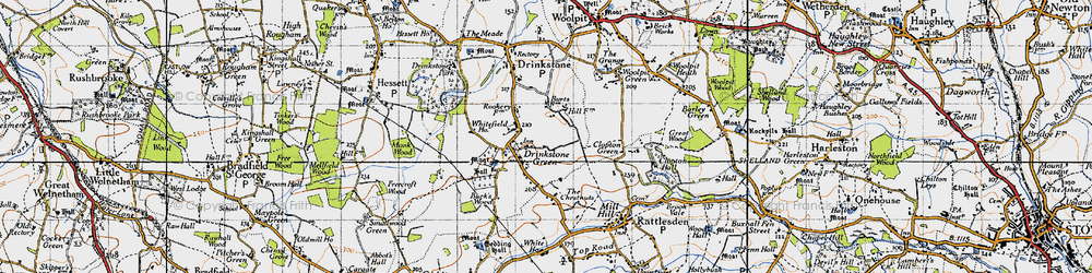 Old map of Drinkstone Green in 1946