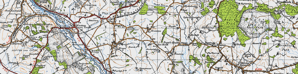 Old map of Bourn Brook in 1946