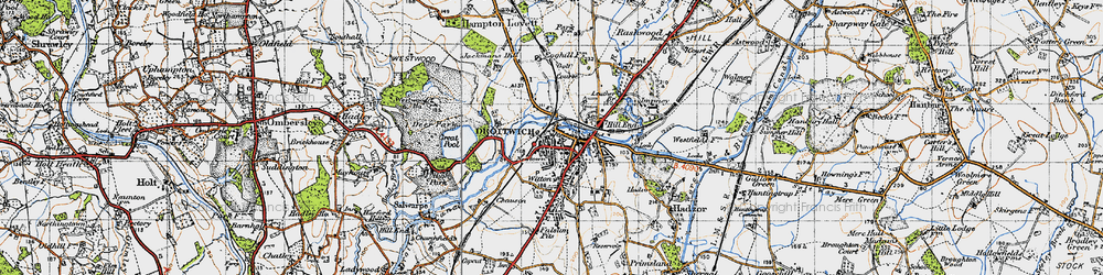 Old map of Droitwich Spa in 1947