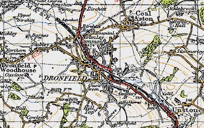 Old map of Dronfield in 1947