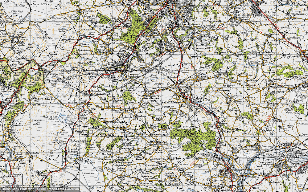 Old Map of Historic Map covering Upper Birchitt in 1947