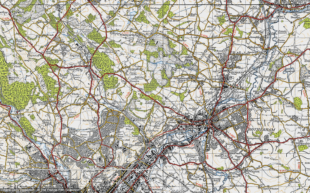 Old Map of Dropping Well, 1947 in 1947