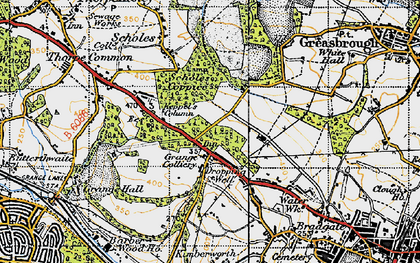 Old map of Dropping Well in 1947
