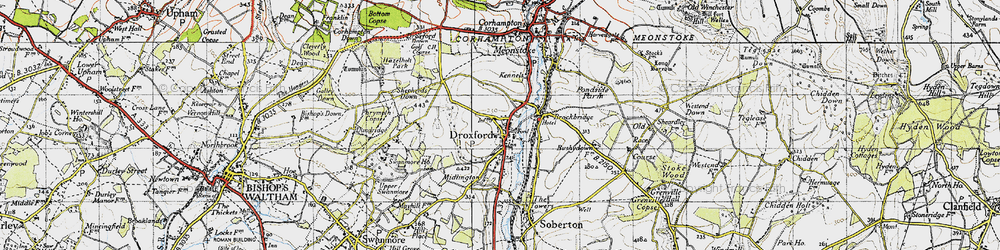 Old map of Droxford in 1945