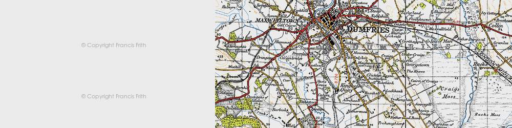 Old map of Westhill in 1947