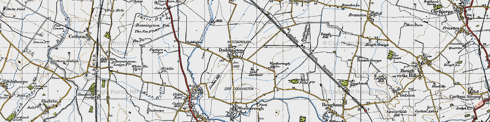 Old map of Dry Doddington in 1946
