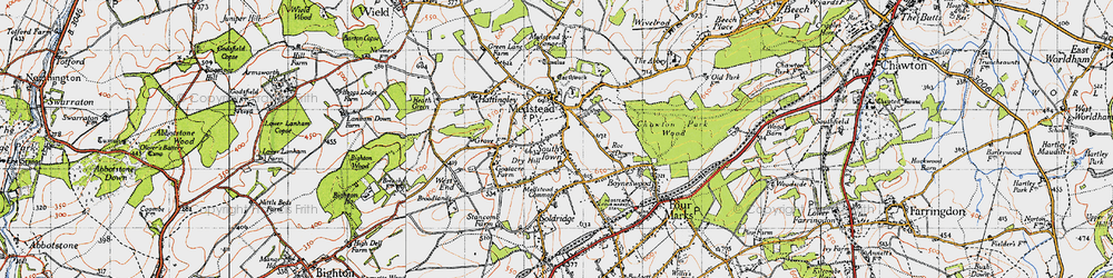 Old map of Dry Hill in 1945