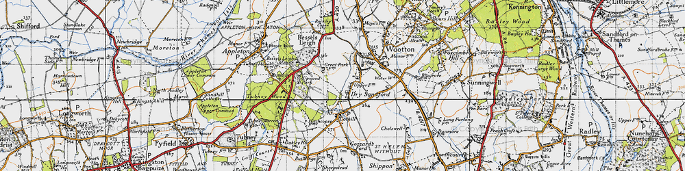 Old map of Dry Sandford in 1947