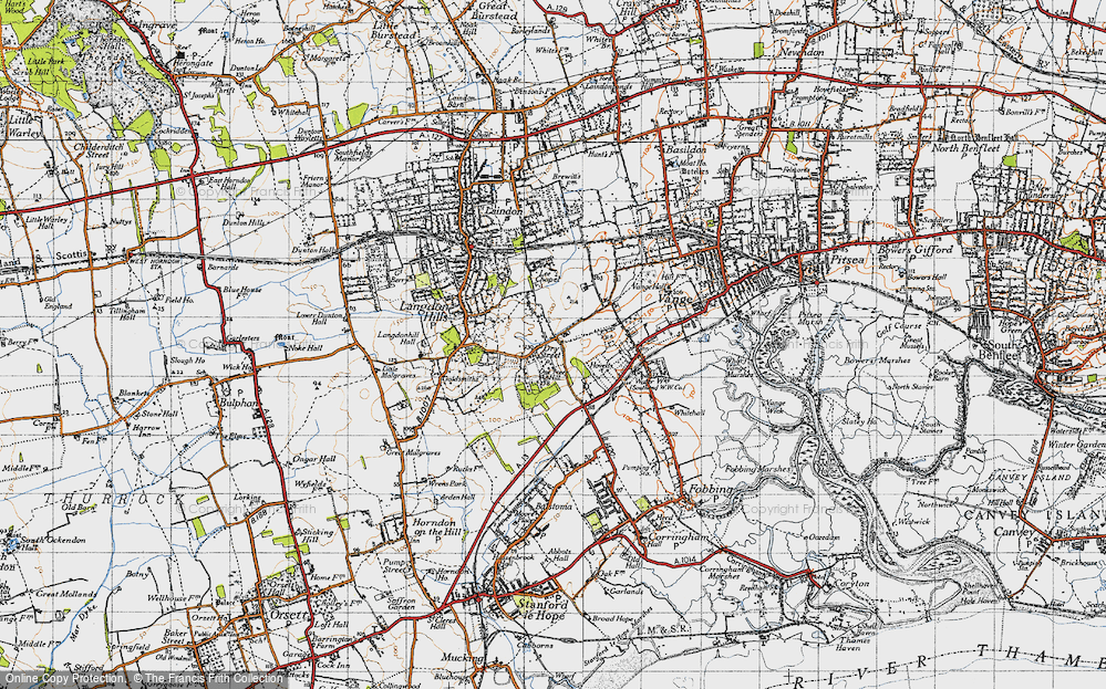 Old Map of Dry Street, 1945 in 1945
