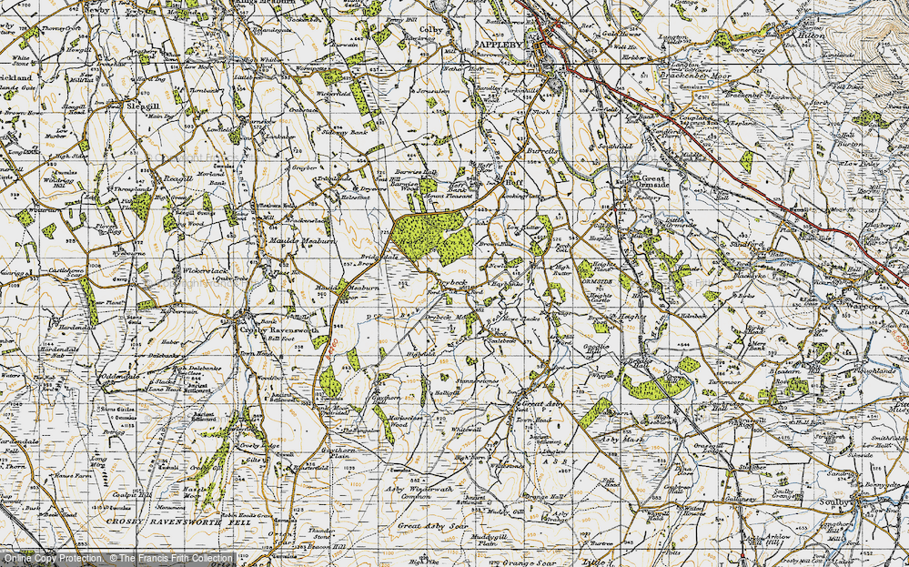 Old Map of Historic Map covering Wraes, The in 1947