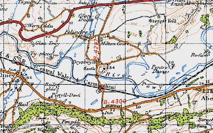 Old map of Dryslwyn in 1947