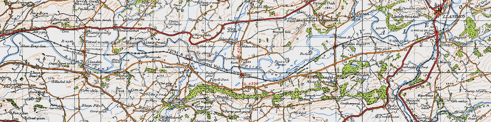 Old map of Dryslwyn in 1947