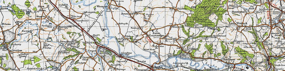 Old map of Dryton in 1947