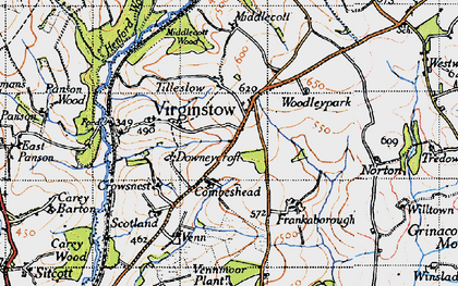 Old map of Dubbs Cross in 1946