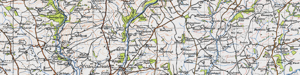 Old map of Dubbs Cross in 1946