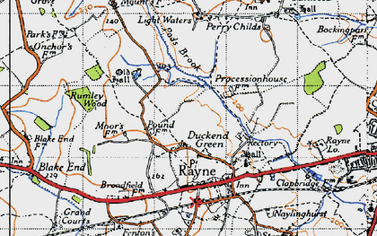 Old map of Duckend Green in 1945