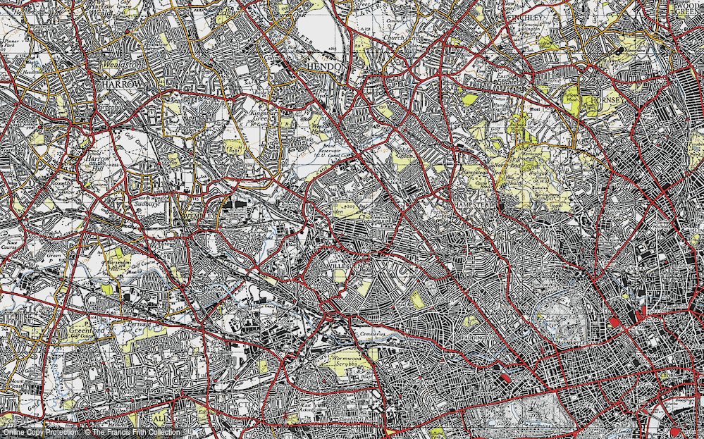 Old Map of Dudden Hill, 1945 in 1945