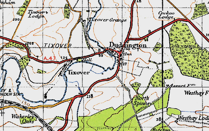 Old map of Duddington in 1946