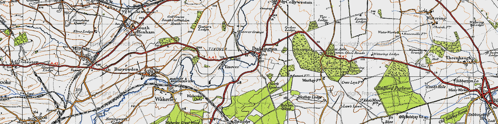 Old map of Duddington in 1946